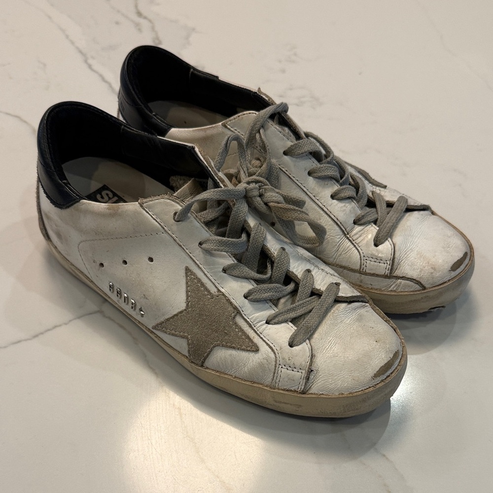 Golden Goose White and Gray Athletic Shoes